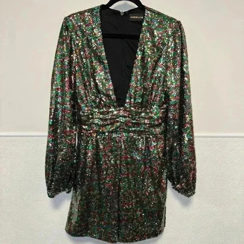 NWT!Gabrielle Union Rainbow Sequence Romper, Small, Party, Cocktail, Formal, NYE